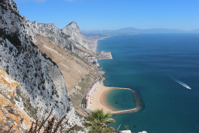 View of the Rock of Gibraltar from the Mediterranean Steps