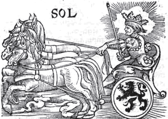 Sol, the Sun, from a 1550 edition of Guido Bonatti's Liber astronomiae.