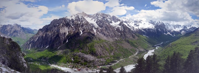 The Albanian Alps are an extension of the Dinaric Alps.