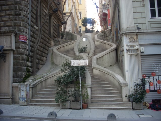 Camondo Steps at Bankalar Caddesi (Banks Street) in Galata, constructed by Ottoman-Venetian Jewish banker Abraham Salomon Camondo, c. 1870–1880