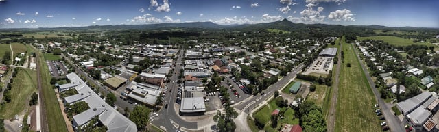 An aerial perspective of Mullumbimby, NSW, where Azalea grew up