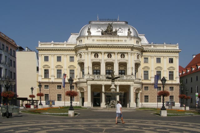 The old Slovak National Theatre building on Hviezdoslav Square