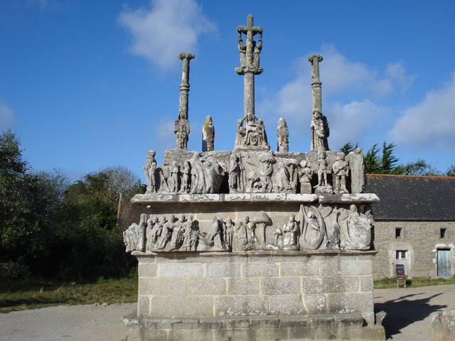 Sculpted "calvaries" can be found in many villages in Lower Brittany.