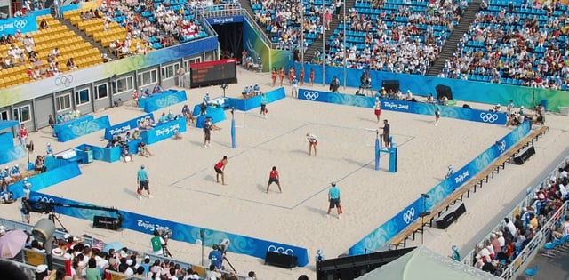 A beach volleyball match at the 2008 Summer Olympics