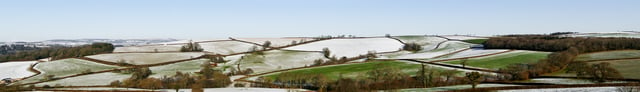 Fields in south Devon after a snowfall.