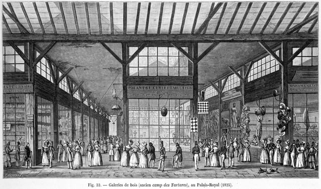 Galeries de bois at au Palais-Royal, one of the earliest shopping arcades in Europe