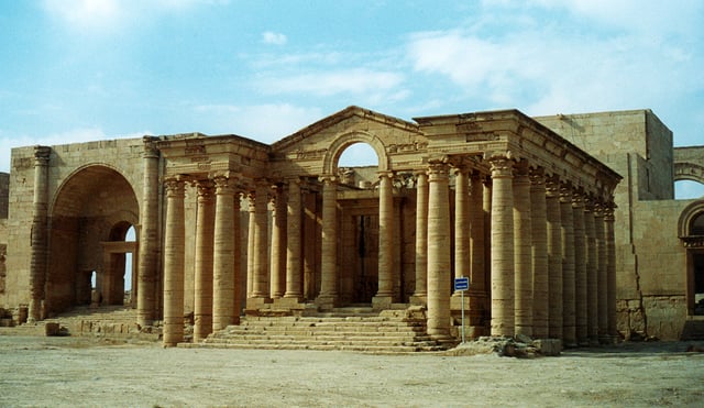 Facade of Temple at Hatra, declared World Heritage Site by UNESCO in 1985.
