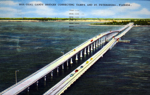 1969 postcard of the Gandy Bridge by the Hartman Litho Sales Company