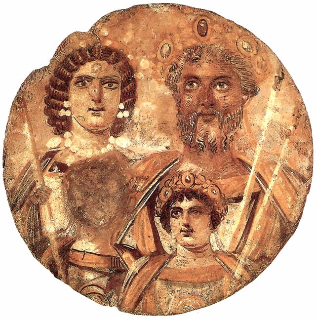 The Severan Tondo, c. 199, Severus, Julia Domna, Caracalla and Geta, whose face is erased
