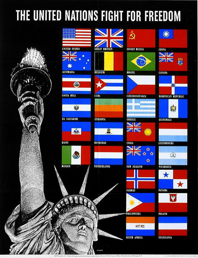 Wartime poster for the United Nations, created in 1941 by the US Office of War Information