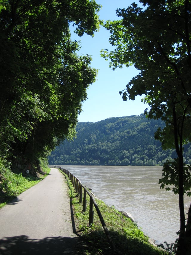 The Danube Bike Trail running along the Schlögener Schlinge