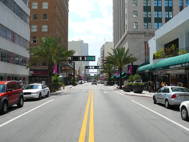 Flagler Street in Downtown Miami
