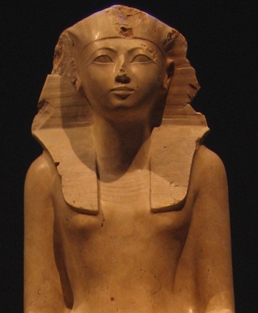 Statue of the female pharaoh Hatshepsut on display at the Metropolitan Museum of Art