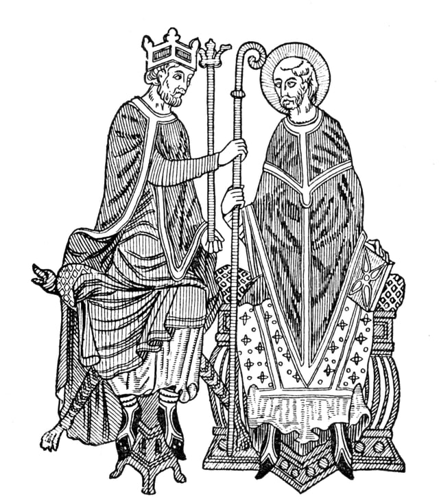 A medieval king investing a bishop with the symbols of office. Otto centralized his control over Germany through the investiture of bishops and abbots, making the clergy-class his personal vassal.
