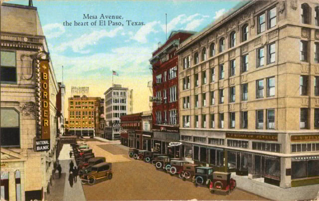 Mesa Avenue, the heart of El Paso, Texas (postcard, circa 1917)