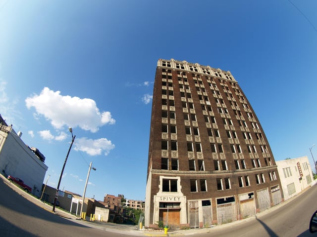 Although abandoned for decades, the Spivey Building in the downtown neighborhood, remains the tallest building in the city.