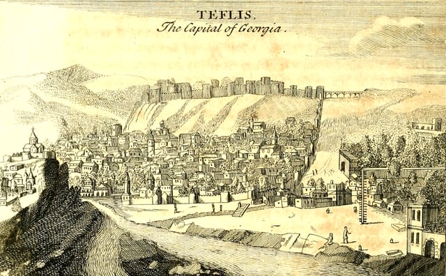 A 1717 illustration of Teflis by Joseph Pitton de Tournefort