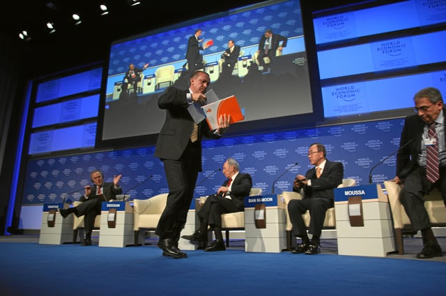 Erdoğan walks out of the session at the World Economic Forum in 2009.