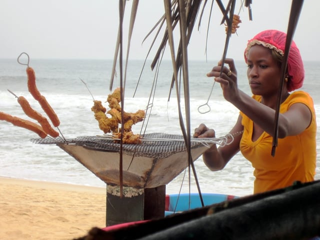 A beachside barbeque at Sinkor, Monrovia, Liberia
