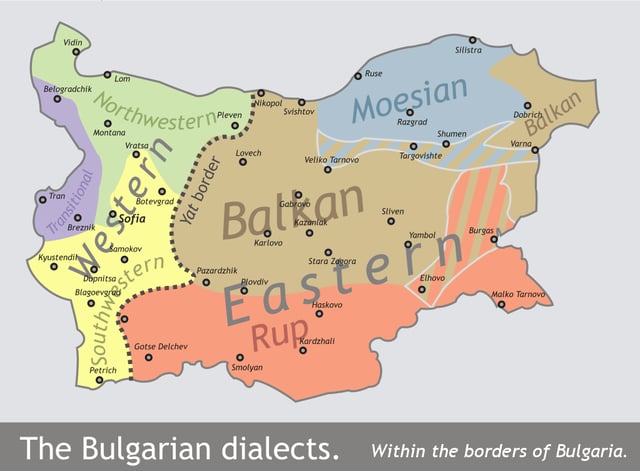Map of the Bulgarian dialects within Bulgaria