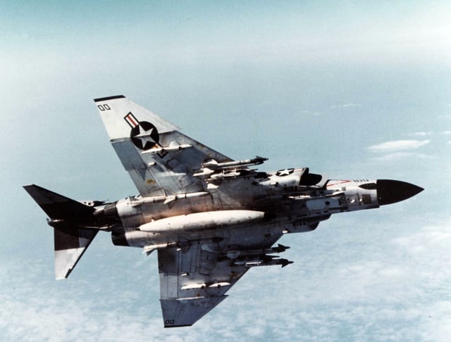 VF-96 F-4J "Showtime 100" armed with Sidewinder and Sparrow missiles, 9 February 1972