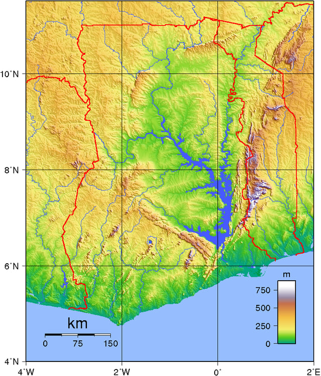 Ghana topography−topographic map