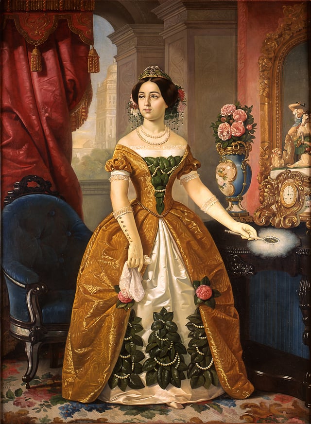 Portrait of Doña Dolores Tosta de Santa Anna by Juan Cordero, 1855. Note her tiara. Santa Anna was considered by some the uncrowned monarch of Mexico.