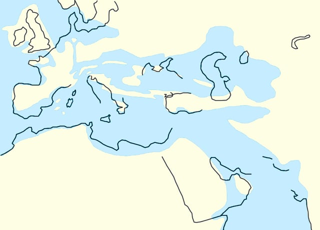 The North Sea between 34    million years ago and 28    million years ago, as Central Europe became dry land