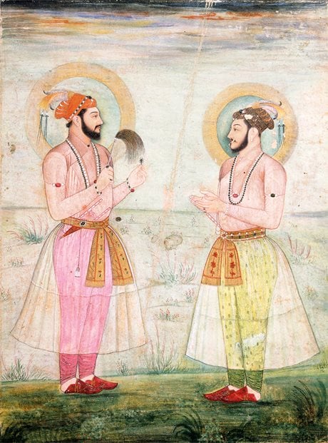 Mughal princes wearing muslin robes in 1665 CE.