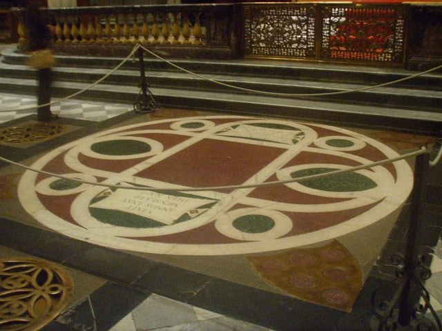 The floor tomb of Cosimo de' Medici in the Basilica of San Lorenzo, Florence.