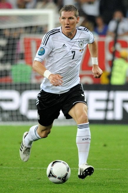 Schweinsteiger in action for Germany at Euro 2012