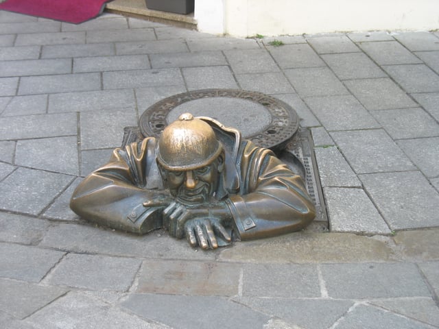 An icon in the Old Town is the Man at Work statue.