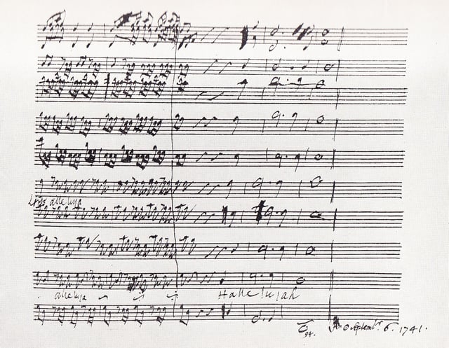 The final bars of the "Hallelujah" chorus, from Handel's manuscript