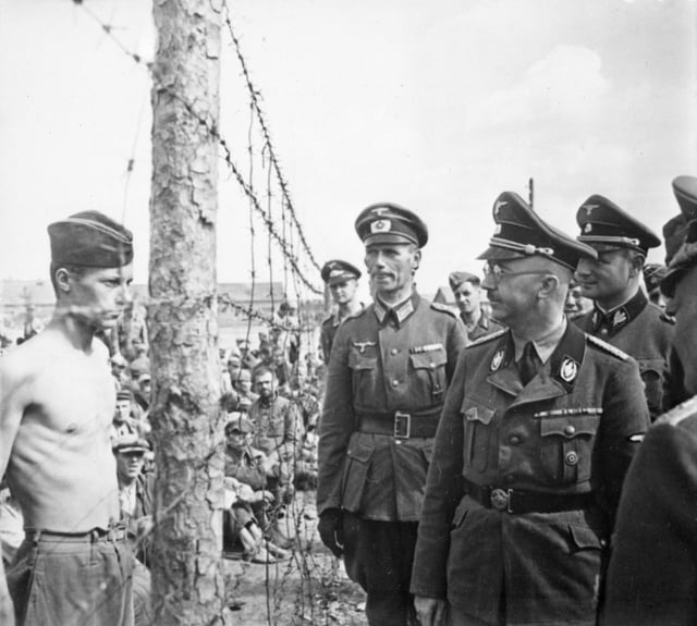 Himmler inspects a prisoner of war camp in Russia, circa 1941