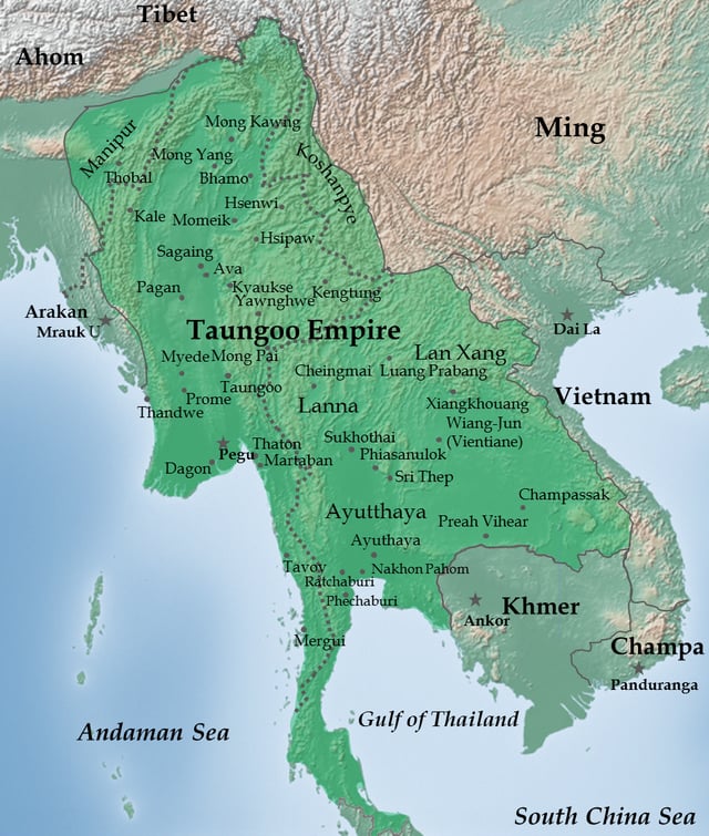 Toungoo Empire under Bayinnaung in 1580.