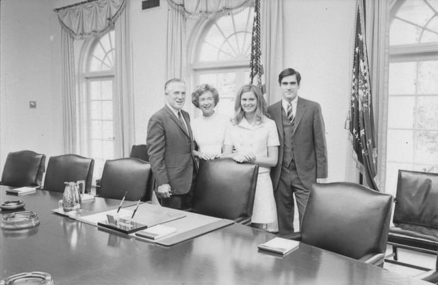 Mitt Romney and Ann Romney with George Romney and Lenore Romney at the White House in 1969