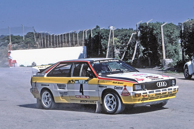 Walter Röhrl with his Quattro A2 during the 1984 Rally Portugal