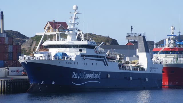 Royal Greenland fishing vessel "Akamalik", anchored at Sisimiut