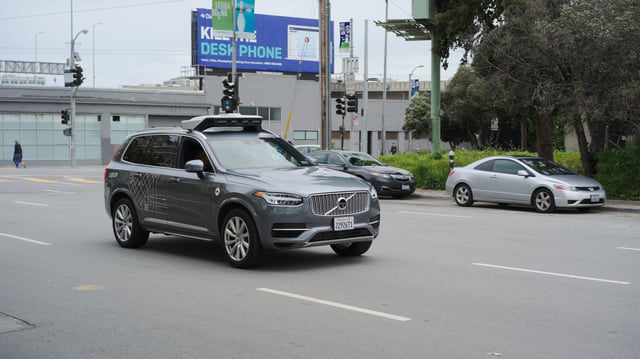 Uber autonomous vehicle Volvo XC90 in San Francisco