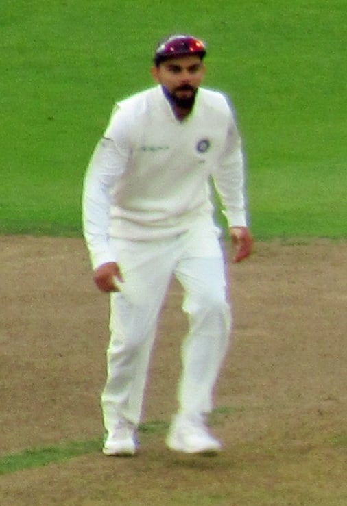Kohli fielding in a Test match against England at Trent Bridge in 2018