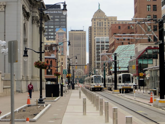 Buffalo Metro Rail in downtown Buffalo