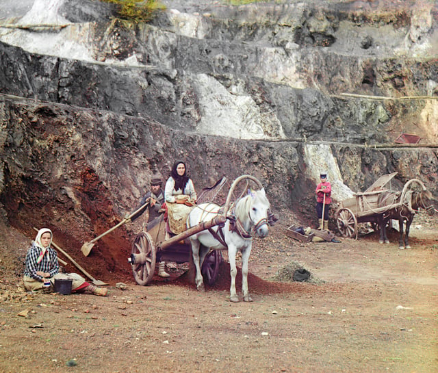 A mine in the Ural Mountains, early colour photograph by Sergey Prokudin-Gorsky, 1910