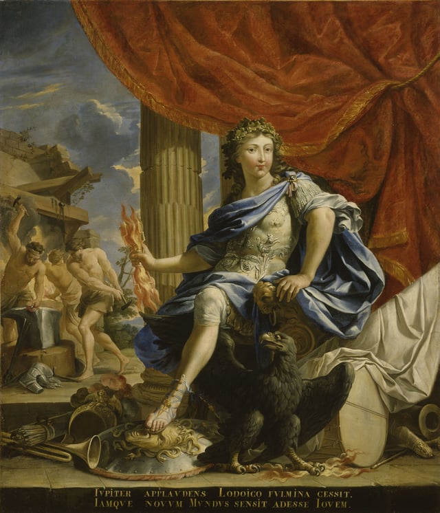 1655 portrait of Louis, the Victor of the Fronde, portrayed as the god Jupiter