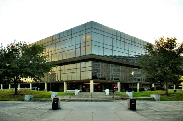 Melcher Hall, one of three buildings of the Bauer College of Business