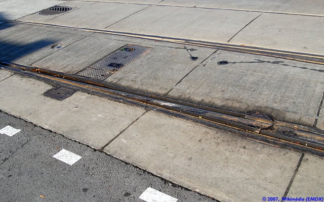 A single-point switch on the Toronto streetcar system