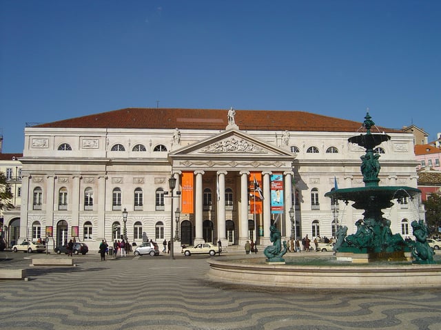 Rossio Square, with Queen Maria II National Theatre in the background