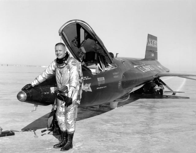 Armstrong, 30, and X-15 #1 after a research flight in 1960.