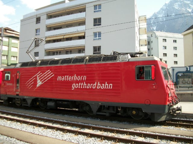 An electric locomotive at Brig, Switzerland