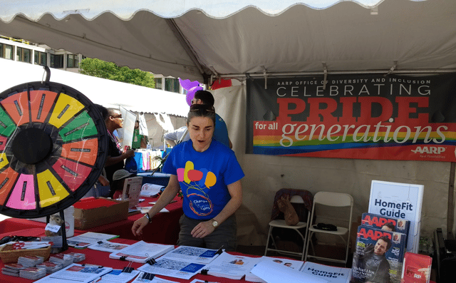 The AARP Booth at the 2017 Boston Pride Festival.