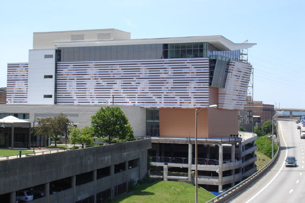 The Muhammad Ali Center, alongside Interstate 64 on Louisville's riverfront.
